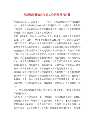 任新职副县长对今后工作的思考与打算 