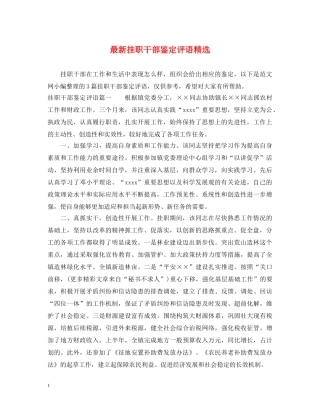 最新挂职干部鉴定评语精选 