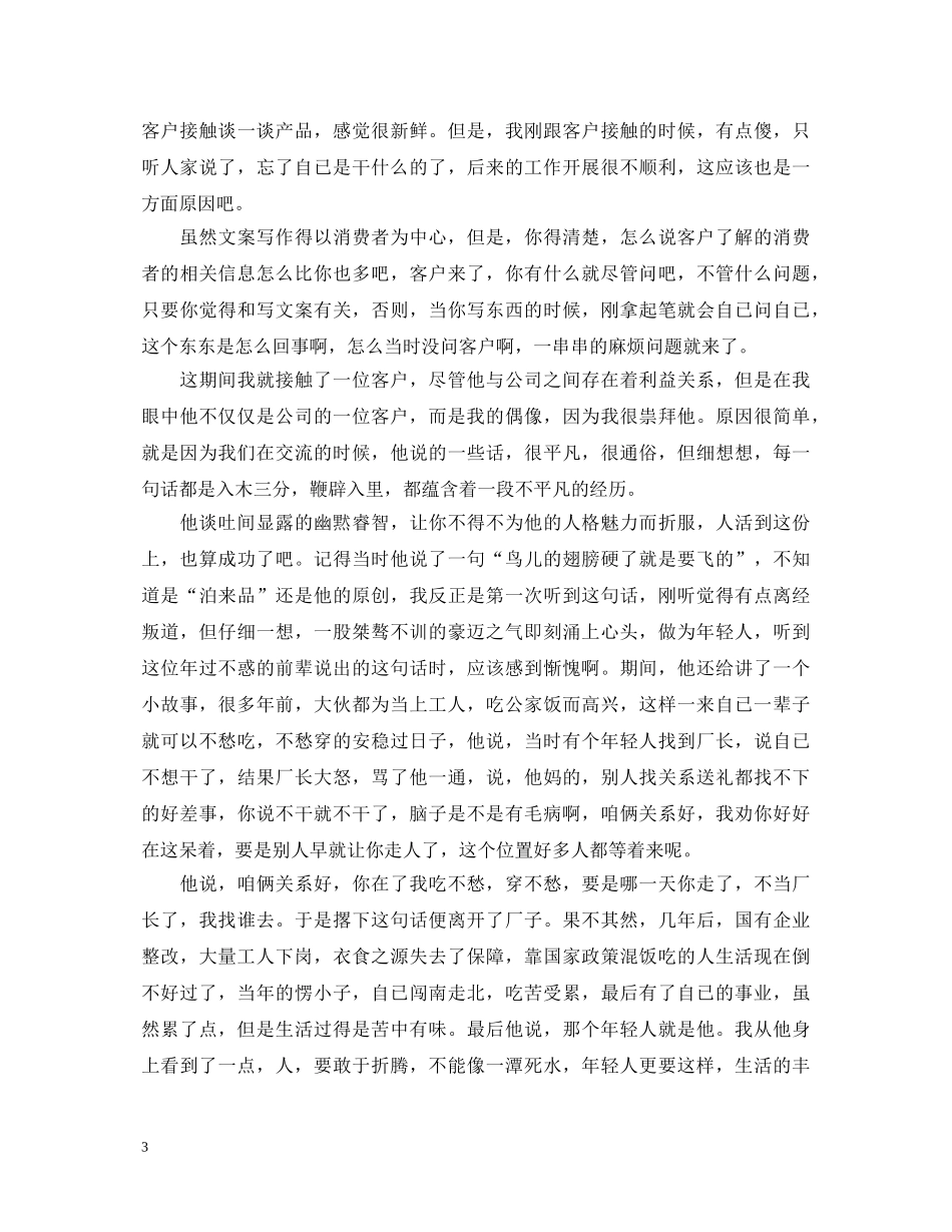 广告公司员工自我鉴定范文20XX年下半年 _第3页