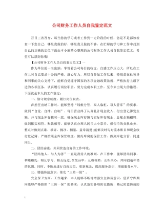 公司财务工作人员自我鉴定范文 