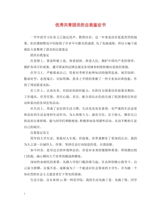 优秀共青团员的自我鉴定书 