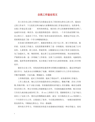 自我工作鉴定范文 