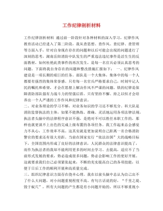 工作纪律剖析材料 