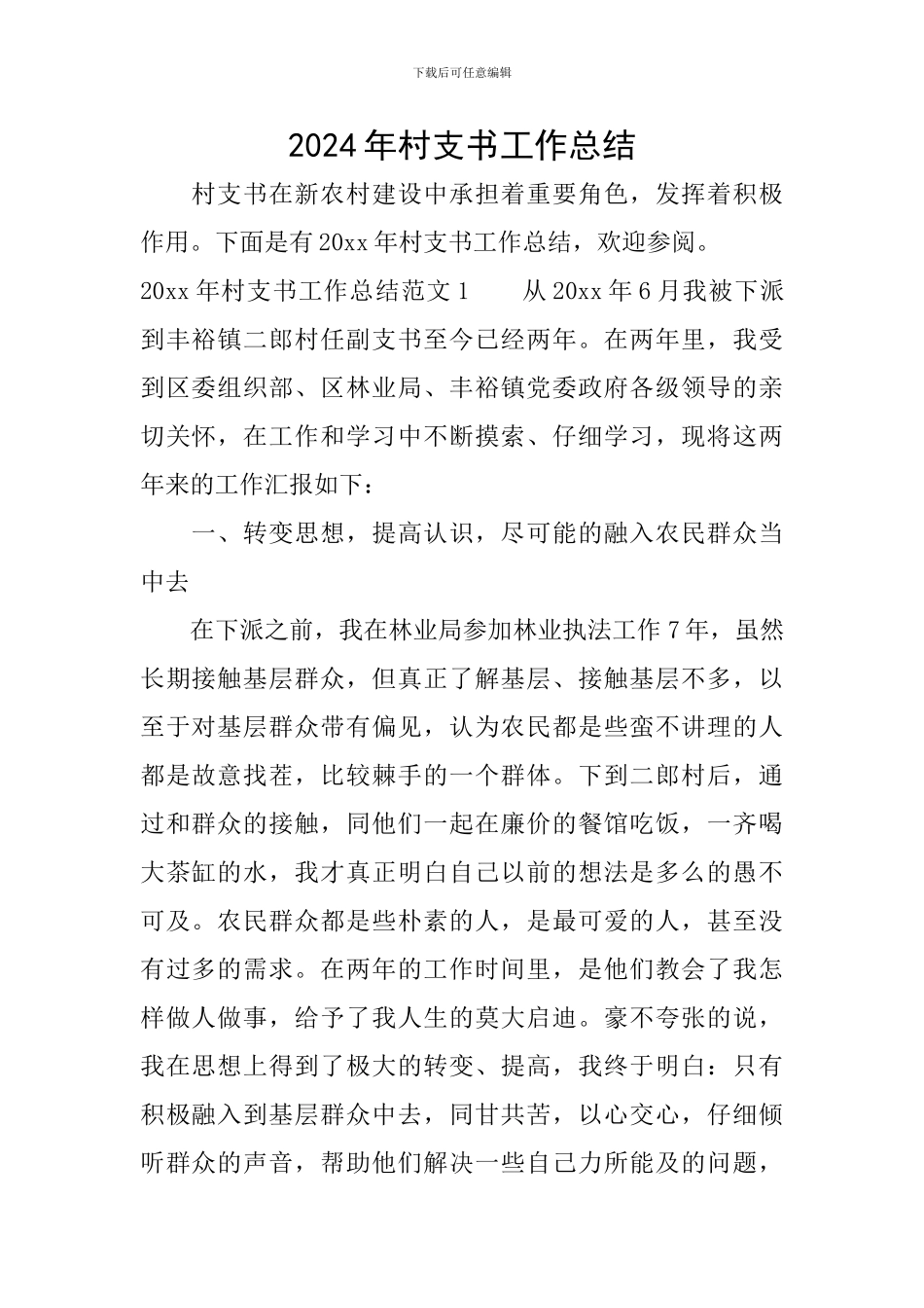 2024年村支书工作总结_第1页