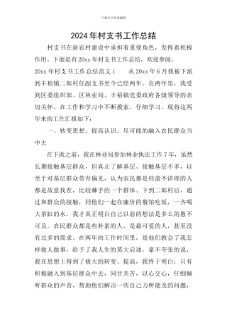 2024年村支书工作总结