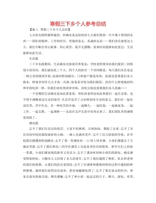 寒假三下乡个人参考总结 