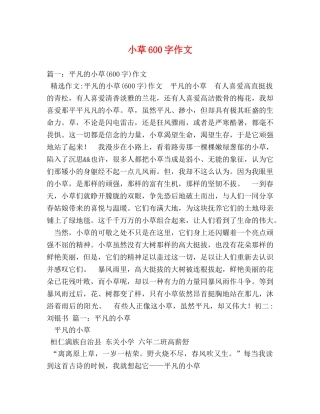 小草600字作文 