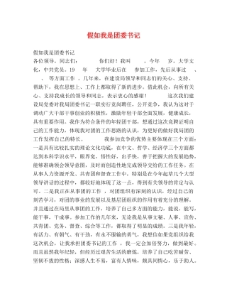 假如我是团委书记 