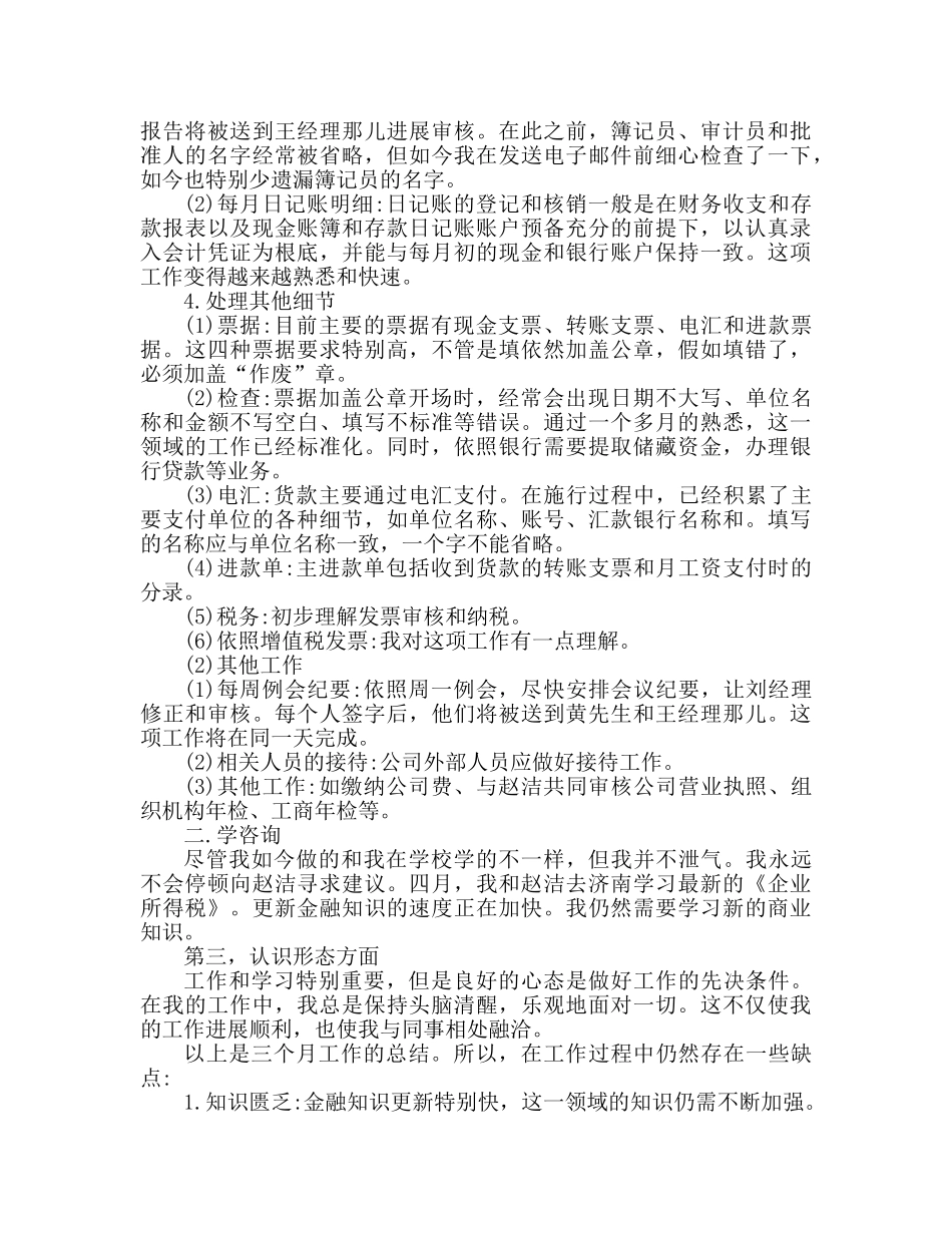 会计试用期工作参考总结范文（通用） _第2页