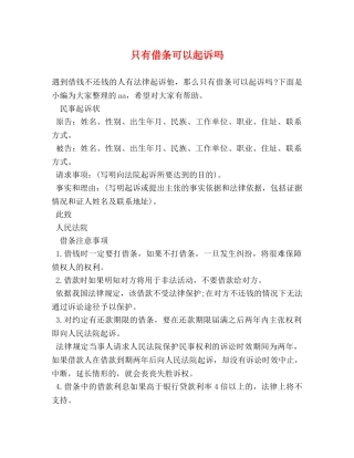 只有借条可以起诉吗 