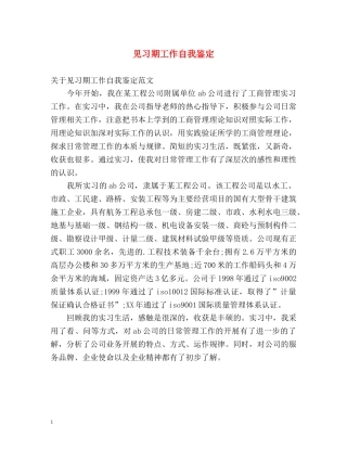见习期工作自我鉴定 (3) 