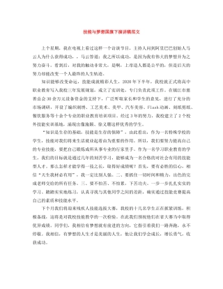 技能与梦想国旗下演讲稿范文 