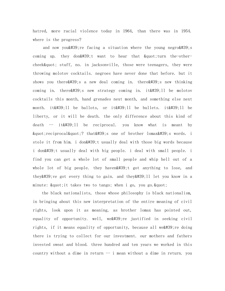 马尔科姆演讲稿选票还是子弹 The Ballot or the Bullet _第2页