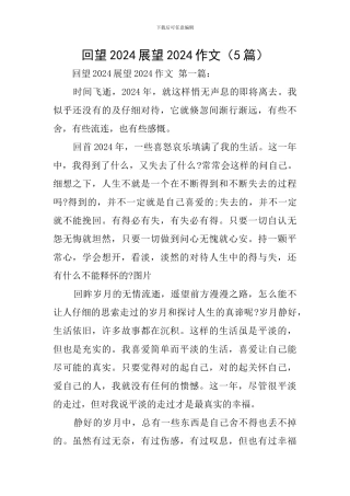 回望2024展望2024作文