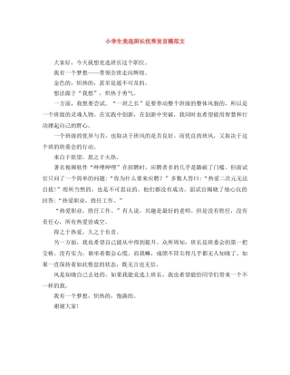 小学生竞选班长优秀发言稿范文 