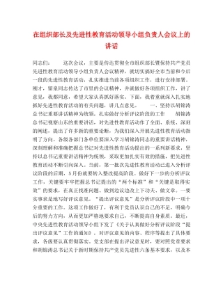 在组织部长及先进性教育活动领导小组负责人会议上的讲话 