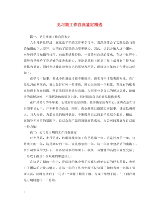 见习期工作自我鉴定精选 