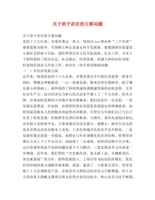 关于班子存在的主要问题 