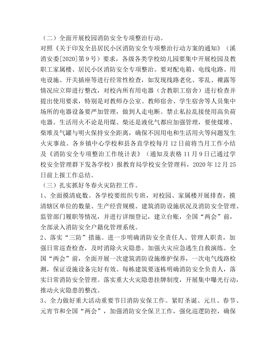 校园消防安全专项整治及冬春火灾防控工作方案 _第2页
