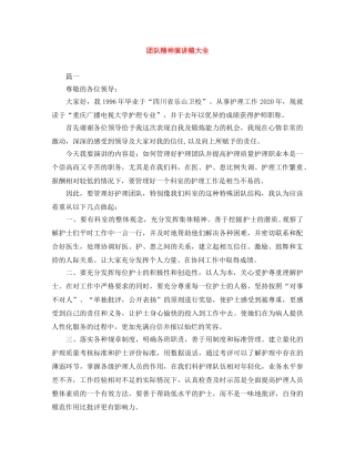 团队精神演讲稿大全 