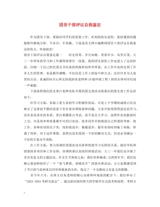 团员干部评议自我鉴定 