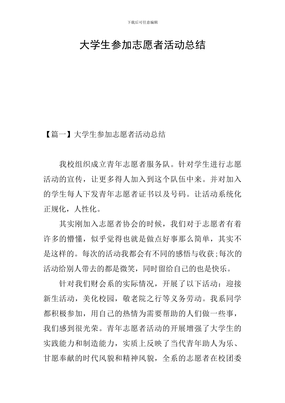 大学生参加志愿者活动总结_第1页
