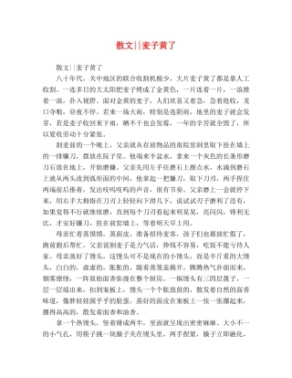 散文--麦子黄了 