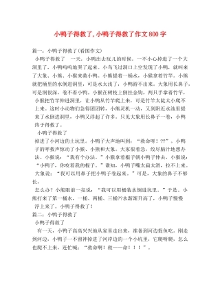 小鸭子得救了,小鸭子得救了作文800字 