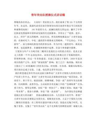 青年突击队授旗仪式讲话稿 