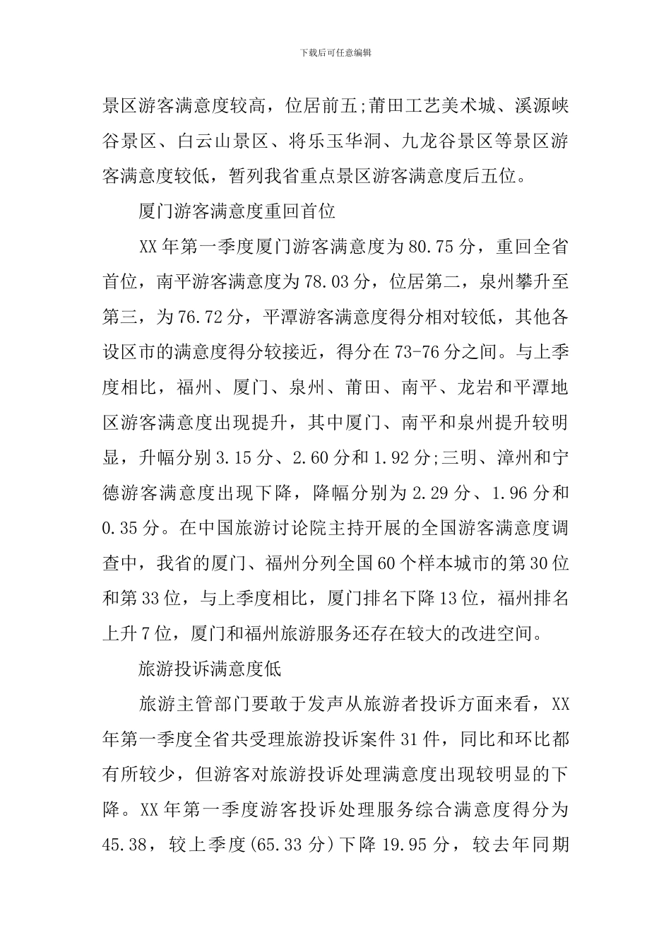 2024年福建第一季度游客满意度调查报告：厦门让人最满意_第3页