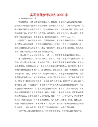 实习自我参考总结1000字 