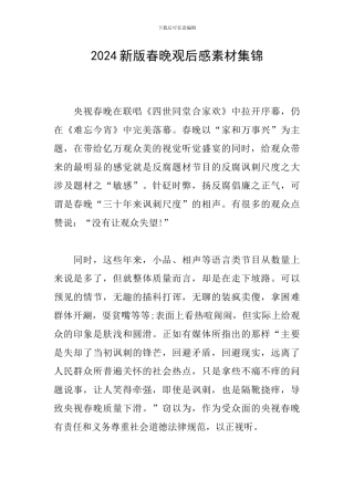 2024新版春晚观后感素材集锦