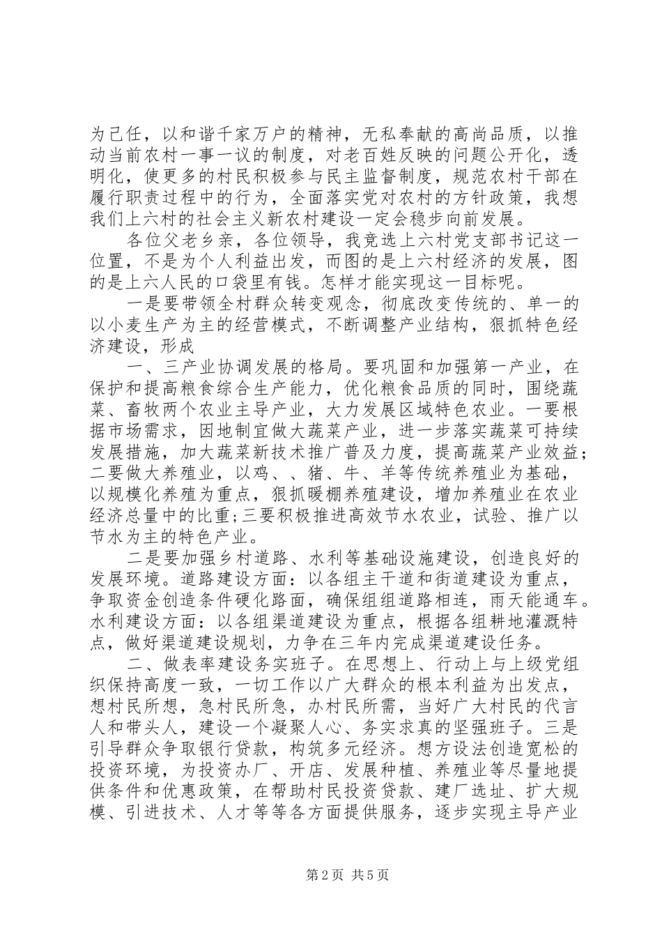 竞选村副书记致辞演讲稿_第2页