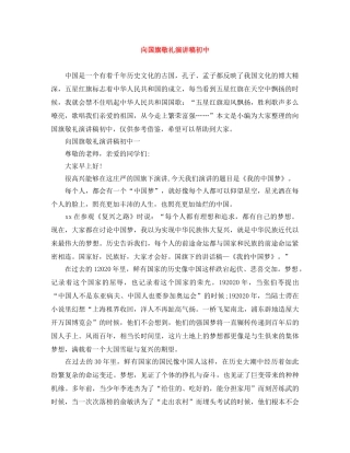 向国旗敬礼演讲稿初中 
