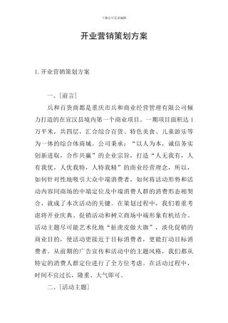 开业营销策划方案