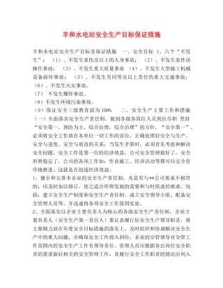 羊和水电站安全生产目标保证措施 