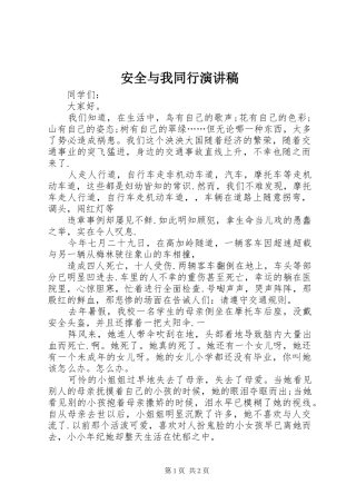 安全与我同行演讲稿范文集锦