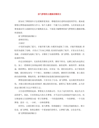 放飞梦想的主题演讲稿范文 