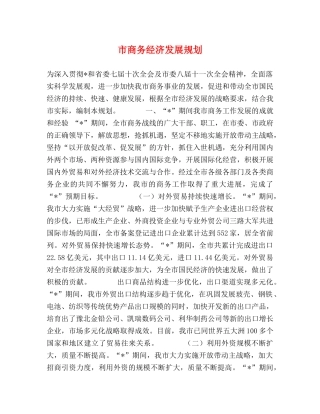 市商务经济发展规划 