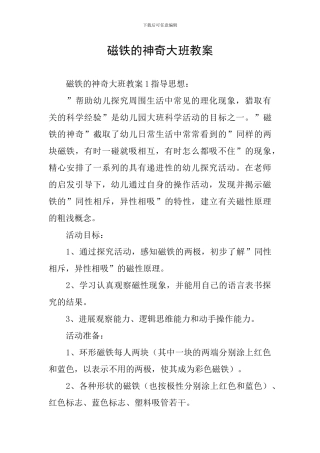磁铁的奥秘大班教案