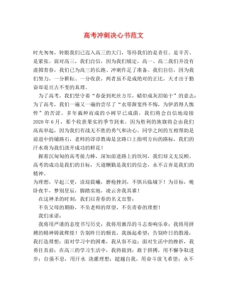 高考冲刺决心书范文 