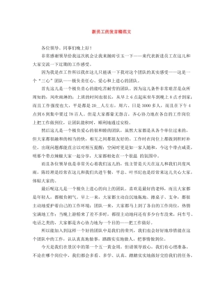 新员工的发言稿范文 