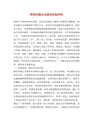 跨国运输企业建设经验材料 
