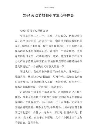 2024劳动节放假小学生心得体会