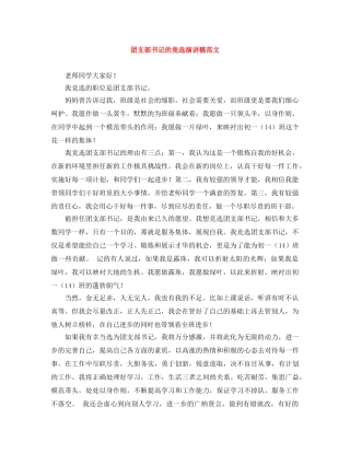 团支部书记的竞选演讲稿范文 