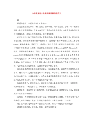 小学生竞选大队委员演讲稿精选范文 