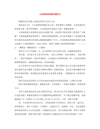 公益青春梦想演讲稿范文 