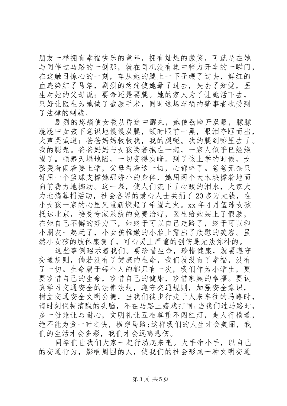 XX全国交通安全日演讲致辞_第3页