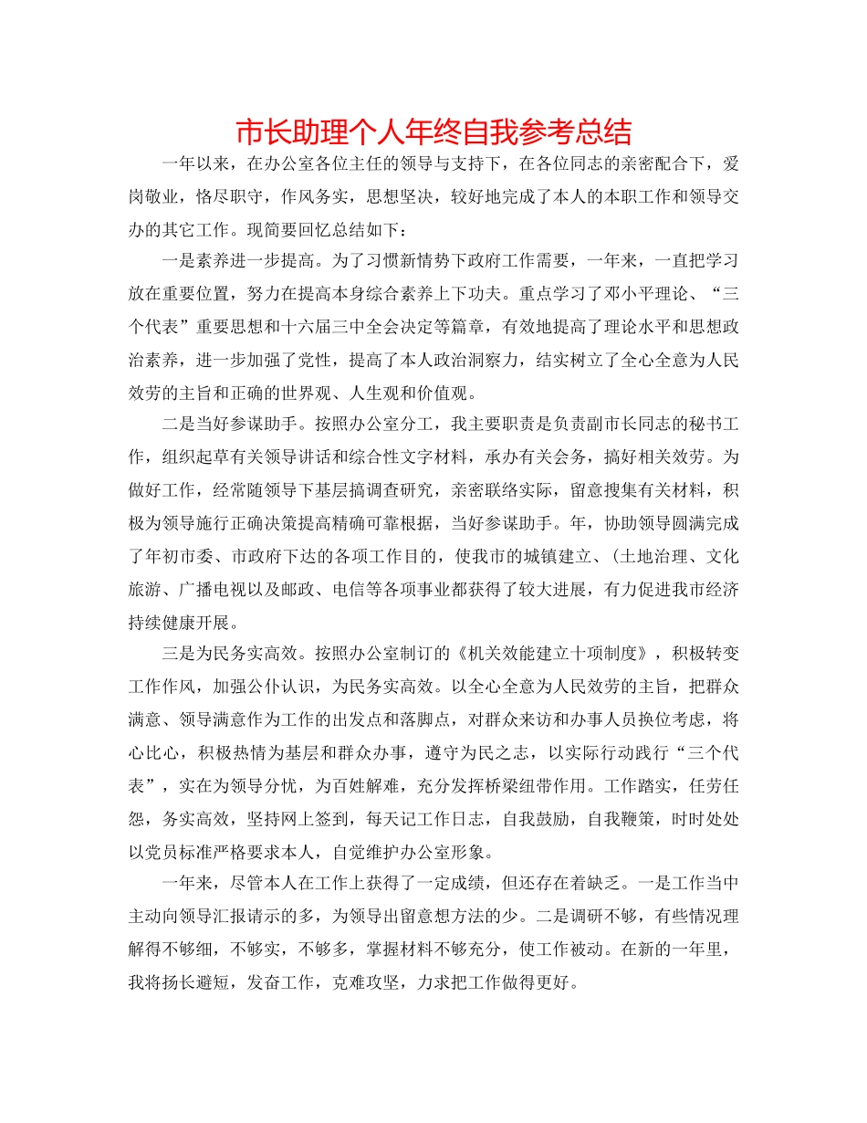 市长助理个人年终自我参考总结 _第1页