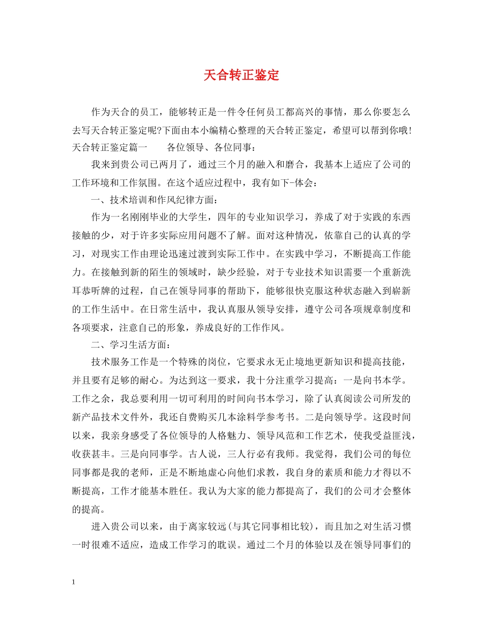 天合转正鉴定 _第1页